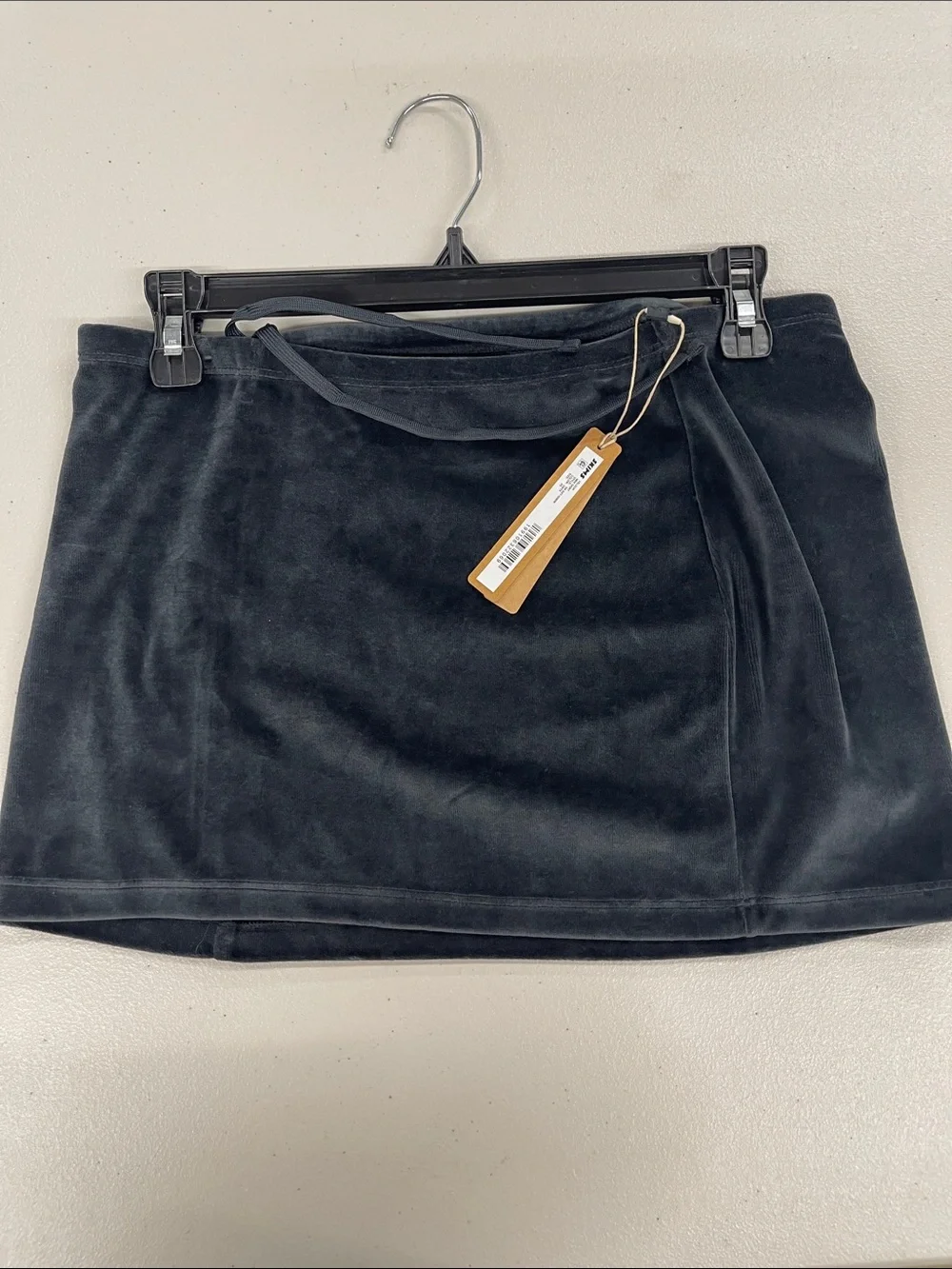 SKIMS Black Velour Wrap Mini Skirt size XS NWT